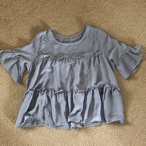 Bell-sleeve ruffle top